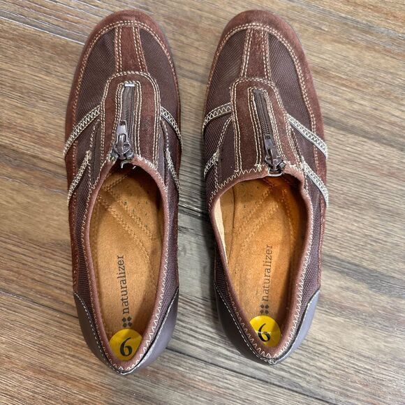 Naturalizer Brown Leather Comfort Slip-On Shoes  Casual Walking Flats Womens 9 - Picture 5 of 8